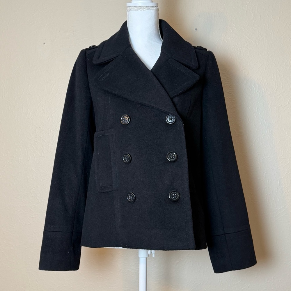 J. Crew Women’s Classic Black Double Breasted Wool Peacoat